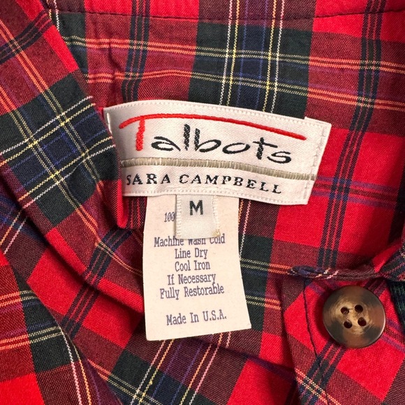 NWT Vintage Talbots Sara Campbell Plaid Collar Striped Shirt Women's Medium - Picture 3 of 11